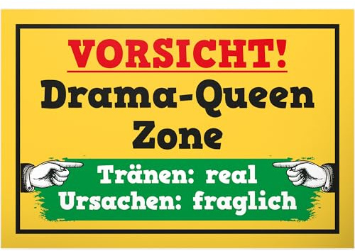 DankeDir! Drama Queen Zone - Schild 30 x 20 cm - Teenager Spruch Türschild Jugendzimmer Geschenkidee Zimmer Mädchen - Zimmer Deko Dekoration Geschenk Idee Tür Deko Mädels Pubertät