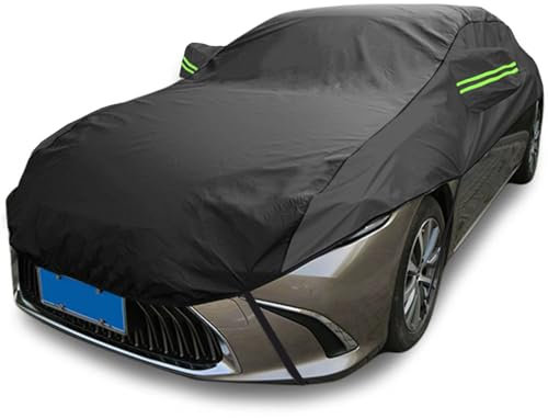 LinGKon Halbgarage Autoabdeckung für Toyota Starlet (1996-1999), Auto Abdeckplane Wasserdicht Atmungsaktiv Sonne Staub Schutz,Autoplane Outdoor mit Reflektierenden Streifen(Black)