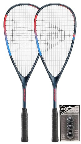 Dunlop Blaze Pro Squash Racket Twin Set & 3 Dunlop Squash Balls