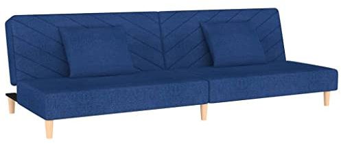 ULUYYUC Chaiselongue Camping Sofa Schlafcouch Ecksofa - Schlafsofa 2-Sitzer mit 2 Kissen Blau Stoff für Lounge Party Terrasse Garten