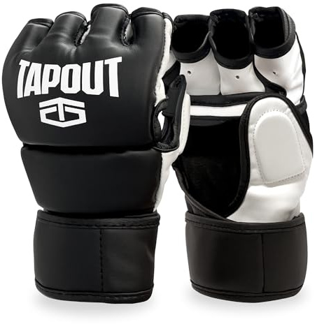 TAPOUT MMA Gloves for Men & Women Grappling UFC Training & Sparring, Martial Arts Punching Bag Gloves Muay Thai, MMA (Size: S/M, Black)
