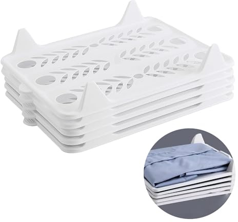 Kofebe 10 Stück T-Shirt-Organizer, Schrank-Organizer, Hemd-Trennwände, Wäschemappe, Faltbrett, Abnehmbare Stapelbare Kleider-Brett für zu Hause Reisen Geschäftsreisen Weiß (37,5 x 29 cm)