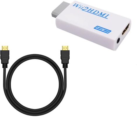 Cerioll Compatible Wii To HDMI Adaptador, Compatible Convertidor De Wii A HDMI 1080p HD con Salida De Audio, De 3,5 mm,Compatible con Todos Los Modos De VisualizacióN para Monitor Projector TV