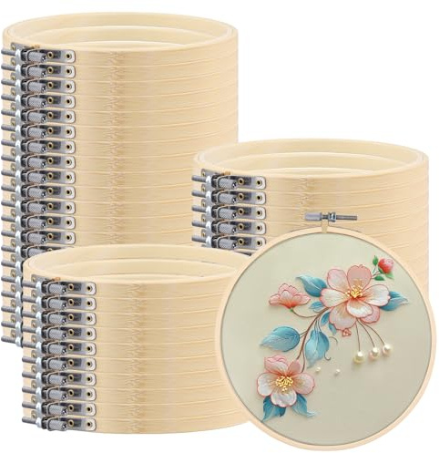 SENJEOK 40 Stück 15 cm kleiner Stickrahmen, 15 cm Stickkreis, Kreuzstichring für DIY Kunst Handwerk Nähen