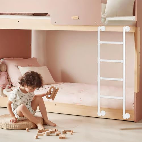 AYVADA RV Bunk Ladder, 39/49/51/55/59/65 Heavy Duty Iron Camper Bunk Bed Ladder Wall Mounted Attic Loft Climbing Ladder with Mounting Fittings - White(230cm/91in)