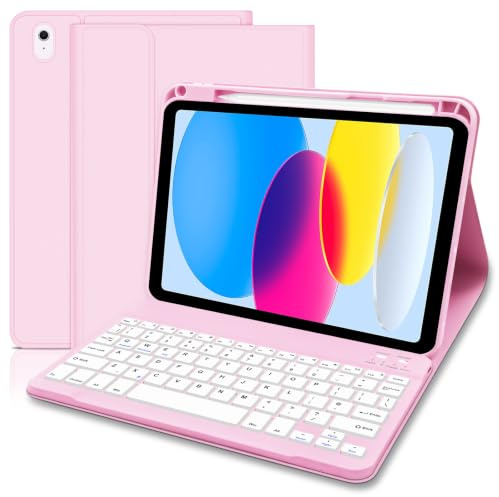 Lielax Funda de Teclado para iPad A16 de generación 2025/10ª 2022 (11/11 Pulgadas), Funda Desmontable inalámbrica para iPad 10ª generación con Soporte para lápices