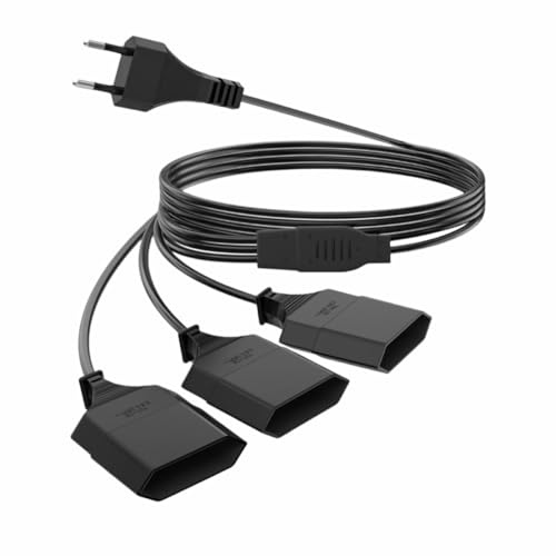 COMVASTARS Prolunga cavo di alimentazione,Cavo di alimentazione europeo,Cavo di prolunga 3 in 1 di tipo C,Spina europea su presa europea,0.75 mm²,250 V/2.5 A,Spina europea per computer,TV,PC Phone.