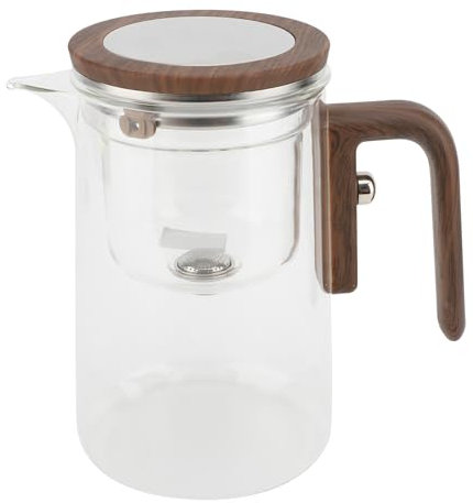 Théâtre en Verre de Séparation de L'eau, 800 Ml de Théière à Grande capacité à Grande capacité avec Passoire à Poignée en Bois pour les Amateurs de thé et les Professionnels