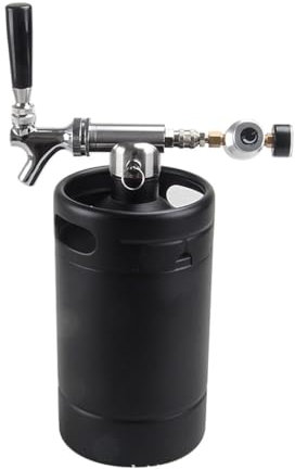 NJDQFA Keg Growler, 74 oz kommersiellt fat i rostfritt stål, trycksatt anslutning öl Growler, Portable Keg Kit,2l black set