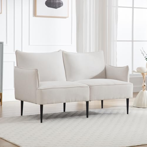 DAYALANE 2 Sitzer Sofa, Sektionssofa Couch Polstersofa Bettsofa Loungesofa mit Metallbeinen aus Chenille, für Wohnzimmer Schlafzimmer Büro Lounge, Weiß
