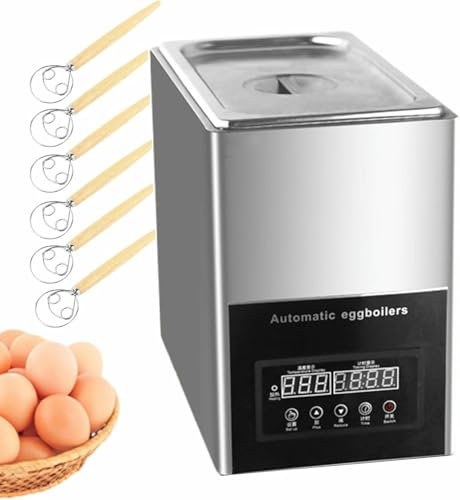 FLTRGO Hervidor de Huevos de 9 l con Fuente Termal y batidor para 6 Huevos, escalfador eléctrico para Uso Comercial y restaurantes. Rango de Temperatura: 30-90 °C y Tiempo de cocción: 0-99 Minutos~/