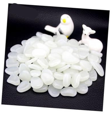 ifundom 100pièces Galets Lumineuses Phosphorescents Blancs Résine Décoratives pour Aquarium Jardin Extérieur Gravier Éclaire De Nuit