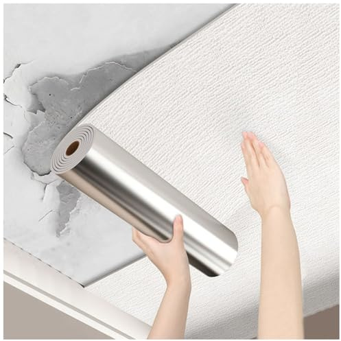 Deckenpaneele Selbstklebend - Deckenplatten Styropor, Selbstklebende Deckenverkleidung Feuchtraum, Isoliertapete Selbstklebende Tapete für Wände mit Abblätterndem Putz/Feuchtigkeit(Weiß,W100cmL2.8m)