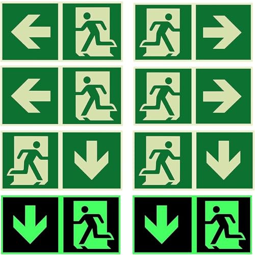 Notausgangsschild Nachleuchtend, 8 Stück Fluchtwegschild, 300×150mm