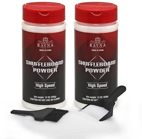 Shuffleboard Sand Wax High/Medium Speed Shuffleboard Powder Set, Shuffleboard Sand with Mini Brush Set（2 Cans）