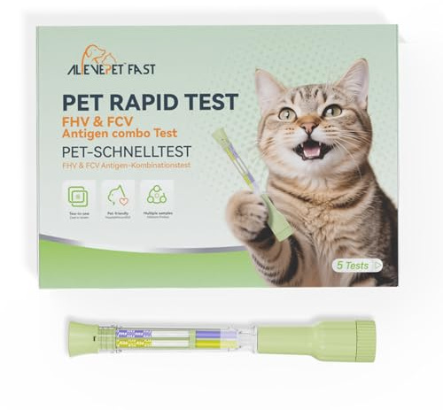 AlievePet Schnelltest Katzen Home Test, 5 Tests Katzen Feline Calicivirus FCV Ag + Feline Herpesvirus FHV Ag, Cat Pet Rapid Haustier Gesundheit Testkit gegen Katzenschnupfen durchfall