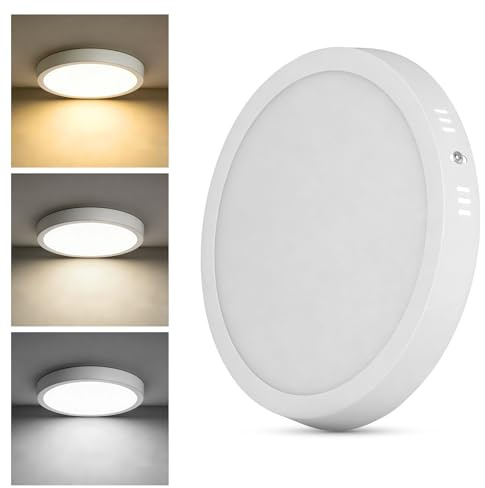 YICALE Plafon Led Techo Cocina 25W Ø21cm Downlight 3 Tonos Luz Memoria | Focos LED Interior Techo Lampara Plafón LED Techo para Salon Cocina Pasillo