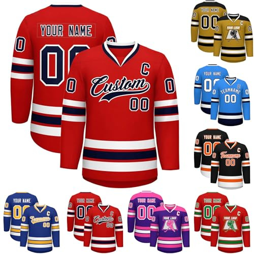 Generico Maglie da Hockey Personalizzate,Maglie da Hockey Vergini Personalizzabili con Squadra/Numero/Nome Personale,Maglie da Hockey Personalizzate per Uomo, Donna, Adolescente e Bambino