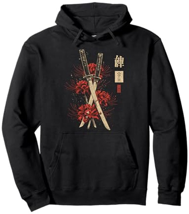 Katana Épée de lys araignée Rouge Anime Japonais Otaku Sweat à Capuche