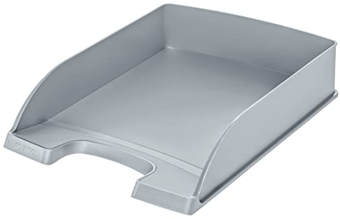 Leitz Briefkorb Standard A4, Briefablage in Premium-Qualität, Stapelbares Ablagefach als Schreibtisch-Organizer, Kombinierbar mit Plus-Serie, Grau, 52270085