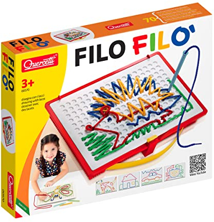 Quercetti Filò Kreatives Lernspielzeug, Spielzeug ab 3 Jahre, Montessori Spielzeug, Kinderspielzeug, Geschenk Mädchen 4 Jahre, Reisespiele Kinder, Gesellschaftsspiele Kinder