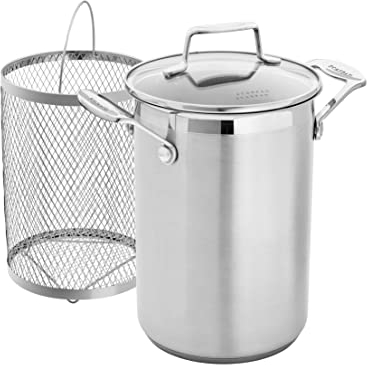 SCANPAN Cuiseur à Asperges en INOX avec Panier et Couvercle en Verre 4,5 l Impact, Argent