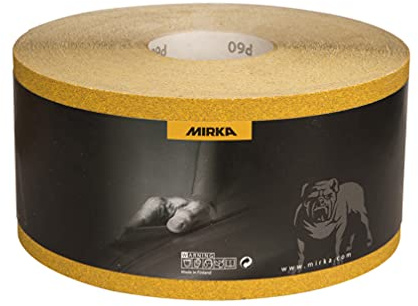 Mirka Gold Universal Rollo de papel de lija 115mm x 50m / grano P280 / Para lijar yeso, masilla, aglomerado, madera, barniz