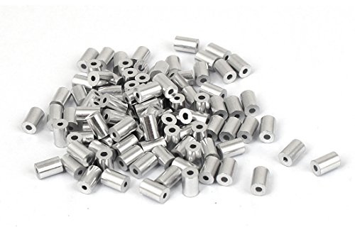 sourcingmap® 1 mm hål ståltråd rep aluminium hylsor ärmar silverton 100 st