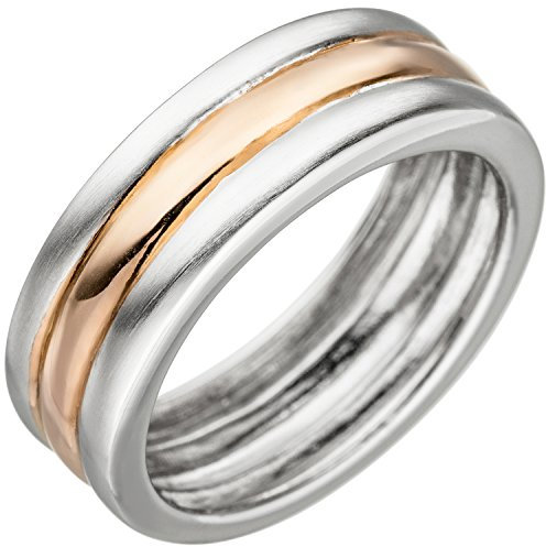 Jobo Damen-Ring aus 925 Sterling Silber Bicolor vergoldet Größe 60