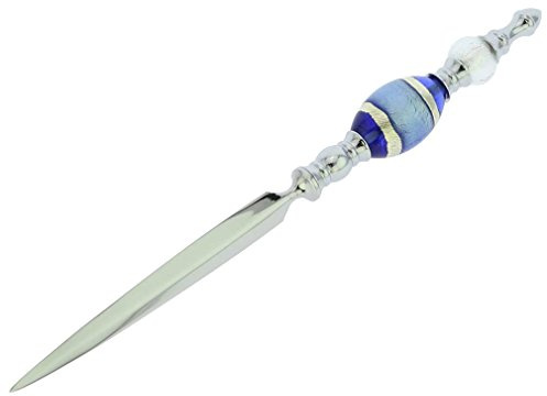 Murano Glas Brieföffner - Silber Blaue Streifen