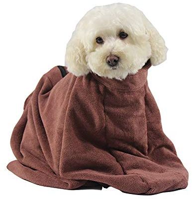 Hunde-Bademantel Handtuch, schnell trocknende Hundetasche, Mikrofaser-Bademantel, leistungsstark, saugfähiger Reißverschluss, Haustier-Bademantel für Welpen, kleine, mittelgroße Hunde (L)