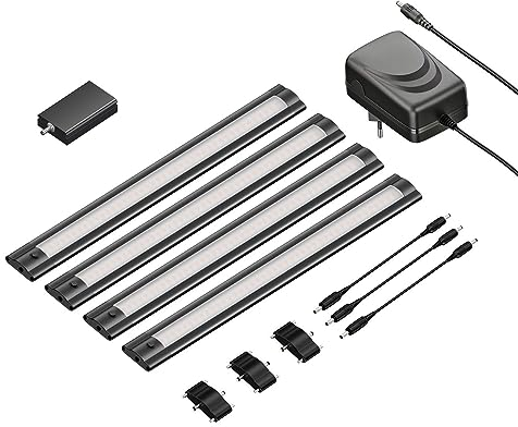 ledscom.de Smarte LED Unterbau-Leuchte SIRIS schwarz matt, WLAN-Controller flach, Smart-Home, Alexa-fähig, je 30cm, je 370lm, weiß, 4er Set