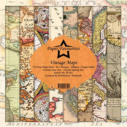 Vintage Maps Papierpackung, 15 x 15 cm