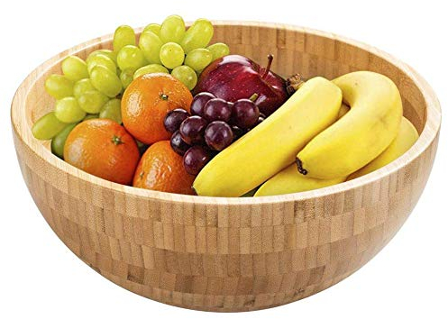 Jackallo Insalatiera Tonda Insalatiera di bambù Tazzina da Portata Stoviglie in Legno Naturale per Stuzzichini di Frutta