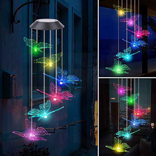 Wind Chime Fohil Solar Butterfly Wind Chimes Outdoor/Indoor Decor Yard Decorations Memorial Wind Chimes Best mom Gifts/Grandma Gifts/Birthday Gifts for Mom