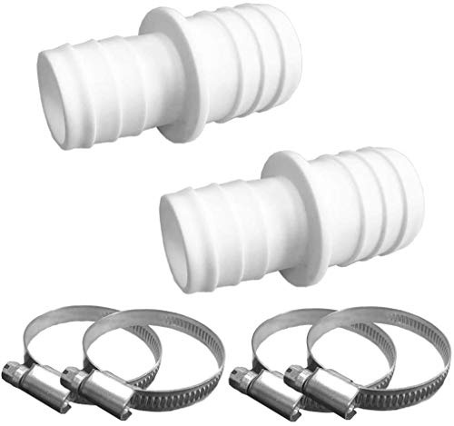 well2wellness 2 x Pool Schlauchverbinder gerippt 32-38mm / Schlauchadapter 32-38 mm Plus 4 Schlauchschellen
