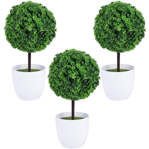 BESPORTBLE Home Decor 3pcs Fake Topiary Green Topiary Shrubs Fake Plants Artificial Boxwood Topiary Tree Simulated Potted Bonsai Plant Decoration Home Store Artificial Plants Outdoor