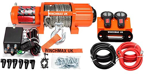 WINCHMAX 5,000lb (2,268kg) 12V Winch with 15.2m x 6.3mm Dyneema Rope and 1/4 Inch Hook