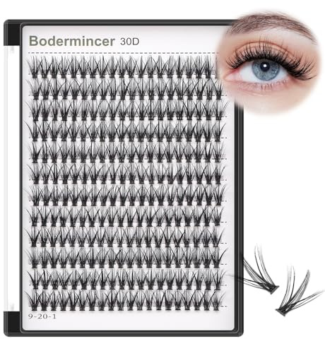Bodermincer 7D/10D/20D/30D/40D/50D/60D/80D/100D Lash Cluster 240pcs D Curl Individual Cluster Eyelashes Fluffy false Eyelashes Extension Lash Cluster DIY at Home (30D-14mm)