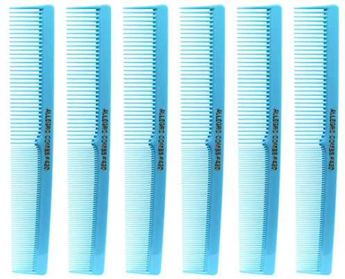 Allegro Combs 420 Hair Stylist and Barbers set hair cutting combs USA 6 Pc. (Baby Blue)