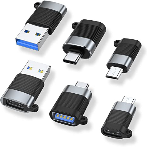 AreMe USB C Adapter (6 Pack), Micro USB Male to USB C Female Adapter, USB 3.0 to Type C Converter Connector