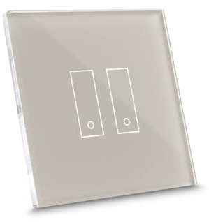 iotty E2 PLUS, intelligenter WiFi-Schalter für Licht und Tore, kompatibel mit Google Home, Alexa und Siri, iOS/Android App, beleuchtetes Glas-Touchfeld, Temperatur- und Helligkeitssensoren, Beige