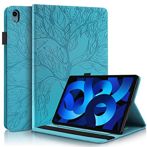 Succtopy Hülle für iPad Air 5.Generation 2022/ iPad Air 4.Generation 2020 10.9 Zoll Folio Flip PU Leder Schutzhülle Stifthalter Stand Wallet Cover Case Tablet Hülle iPad Air 5/4 10.9 Zoll Blau