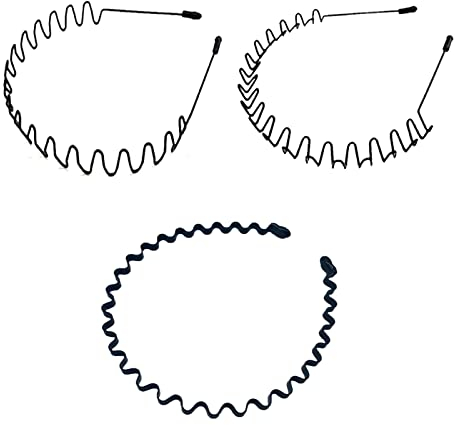 KELUBATU Metall Haarband für Männer Frauen Schwarz Welle Rutschfestes Elastisches Stirnband Stirnbänder Schönheitspflege Geeignet für Outdoor Sport, Fitness, tägliches Make-up Yoga(3 Stück)
