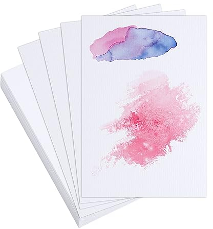 TOYMIS 50 Stück Aquarell Karten Blanko, 10 x 15cm 100% Aquarellpapier Baumwolle Säurefrei Aquarellpapierkarten für Studenten Künstler Skizze Kunsttest (Raue Struktur)