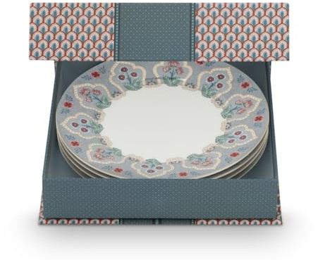 Pip Studio Flower Festival Frühstücksteller Deco Light Blue 21cm Set4