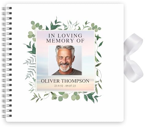 Personalised Photo Funeral Condolence Memory Book Of Life - Memorial Guest Book Hardcover - Guestbook for Celebration of Life Memorial Service