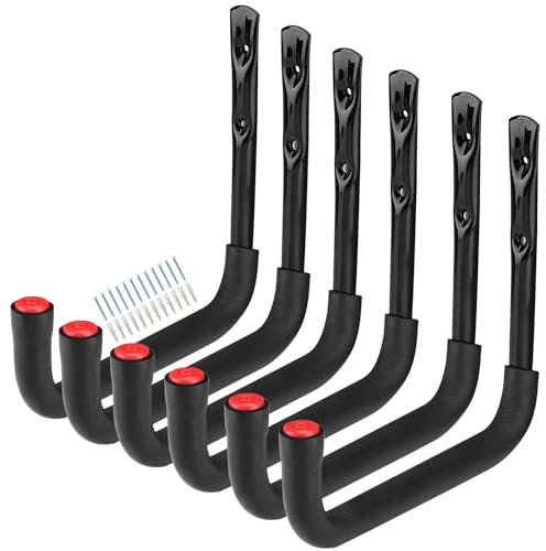 Heavdace Gancho de garaje, gancho de almacenamiento, 25 cm, soporte de pared para escaleras, bicicletas, herramientas de jardín, silla plegable, pala, manguera