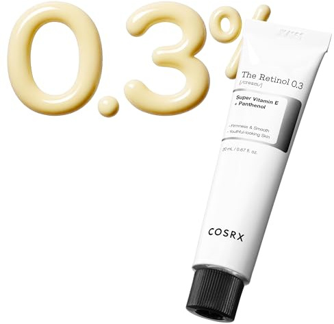 COSRX Crema facial Retinol 0.3 para un intenso antienvejecimiento y regeneración de la piel, contra arrugas, ojeras y piel con impurezas, segura para usar como crema para los ojos, con alta dosis de