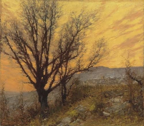 MiguOo Peinture à L'huile Classique Affiche D'art Moderne Art Mural Toile L'hiver dans les Alpes maritimes St Jeannet Henry Herbert La Thangue pour la Décoration Intérieure 60x90cm